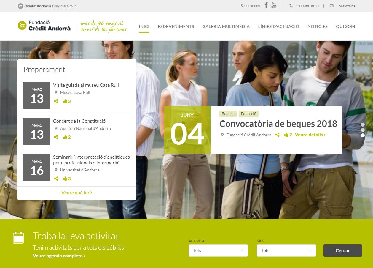 La Fundació Crèdit Andorrà estrena nova pàgina web